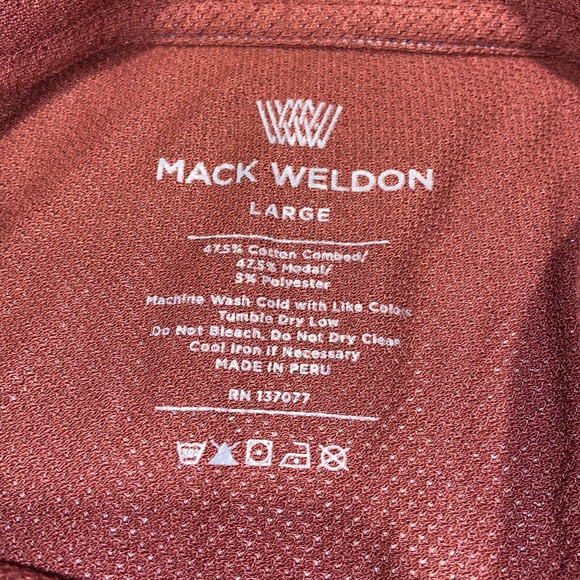 Mack Weldon Shirt men's Large Polo Short Sleeve Red Lightweight Performance Logo - Picture 5 of 11